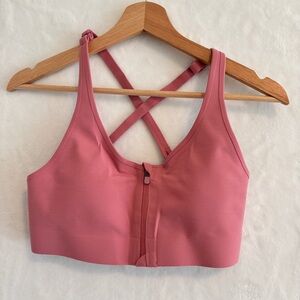 Athleta Empower Pink Zip-Front Sports Bra small NWT